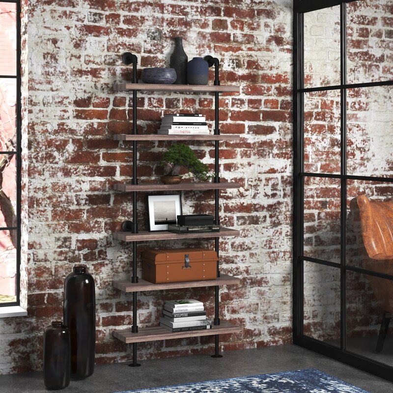 Industrial Pipe Bookshelves hot Rustic Wall Ladder Bookshelf Display Storage Stand S